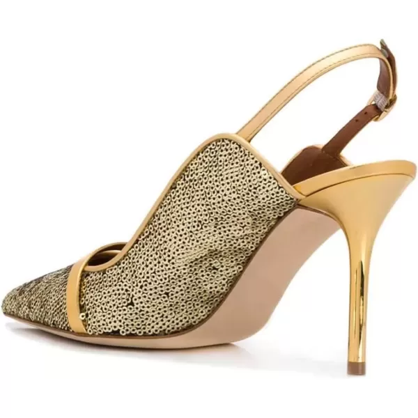 imageFSJ Women Classy Pointed Toe Thin High Heel Slingback Pump Office Prom Dress Shoes Size 415 USGold Sequins