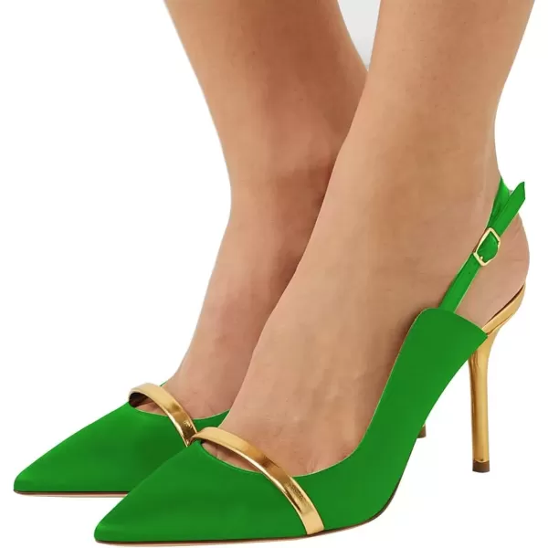 imageFSJ Women Classy Pointed Toe Thin High Heel Slingback Pump Office Prom Dress Shoes Size 415 USGreen