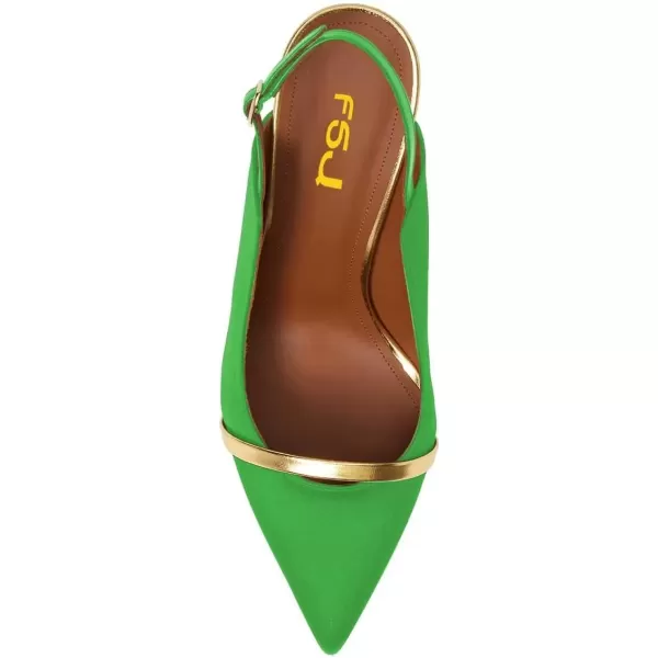 imageFSJ Women Classy Pointed Toe Thin High Heel Slingback Pump Office Prom Dress Shoes Size 415 USGreen