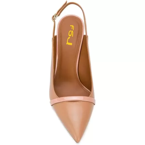 imageFSJ Women Classy Pointed Toe Thin High Heel Slingback Pump Office Prom Dress Shoes Size 415 USNudepink