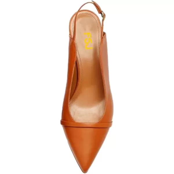 imageFSJ Women Classy Pointed Toe Thin High Heel Slingback Pump Office Prom Dress Shoes Size 415 USOrange5cm