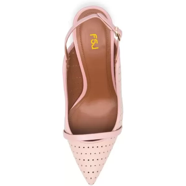 imageFSJ Women Classy Pointed Toe Thin High Heel Slingback Pump Office Prom Dress Shoes Size 415 USPink Holey