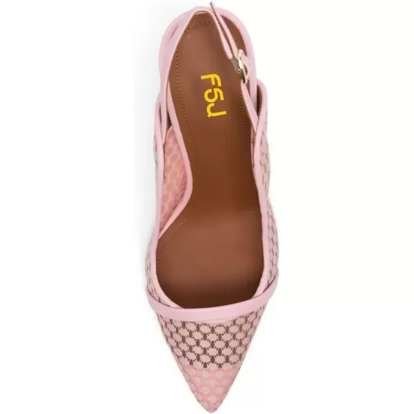 imageFSJ Women Classy Pointed Toe Thin High Heel Slingback Pump Office Prom Dress Shoes Size 415 USPink Mesh