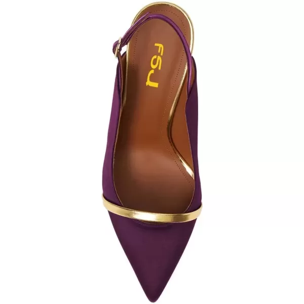 imageFSJ Women Classy Pointed Toe Thin High Heel Slingback Pump Office Prom Dress Shoes Size 415 USPurple