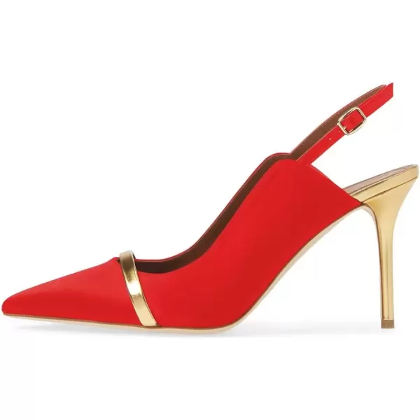 imageFSJ Women Classy Pointed Toe Thin High Heel Slingback Pump Office Prom Dress Shoes Size 415 USRed