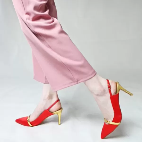 imageFSJ Women Classy Pointed Toe Thin High Heel Slingback Pump Office Prom Dress Shoes Size 415 USRed