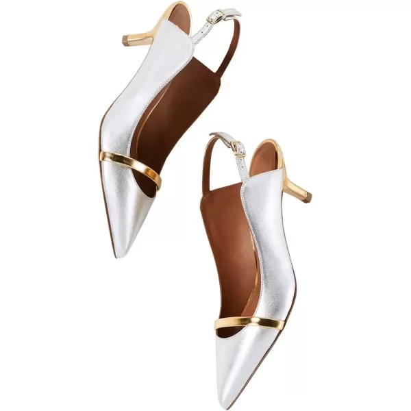 imageFSJ Women Classy Pointed Toe Thin High Heel Slingback Pump Office Prom Dress Shoes Size 415 USSilver5 Cm