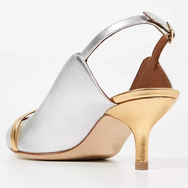 imageFSJ Women Classy Pointed Toe Thin High Heel Slingback Pump Office Prom Dress Shoes Size 415 USSilver5 Cm