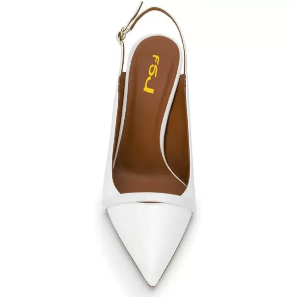imageFSJ Women Classy Pointed Toe Thin High Heel Slingback Pump Office Prom Dress Shoes Size 415 USWhite