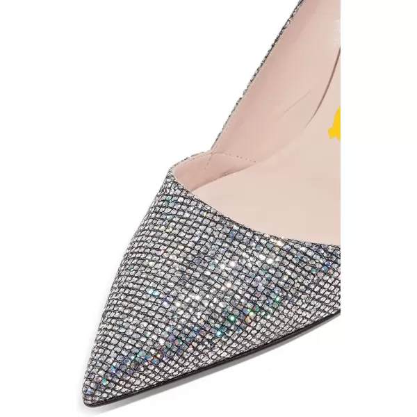 imageFSJ Women Elegant Pointed Toe Mid Heels Satin Dress Pumps Slip On Evening Party Shoes Size 415 USSilver