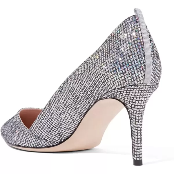 imageFSJ Women Elegant Pointed Toe Mid Heels Satin Dress Pumps Slip On Evening Party Shoes Size 415 USSilver