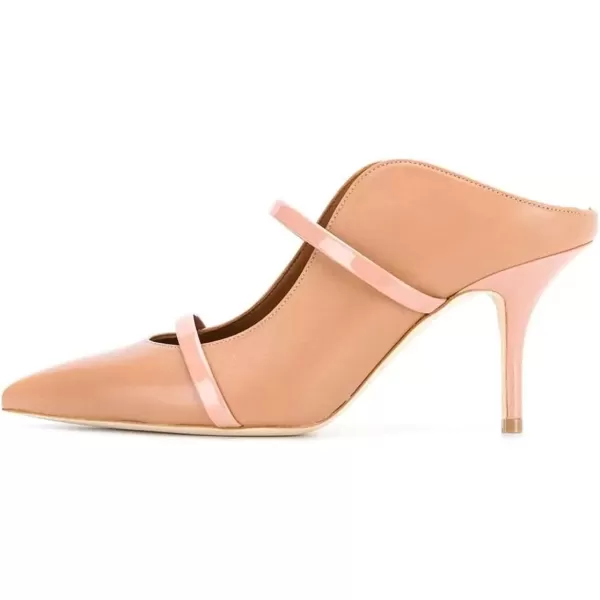 imageFSJ Women Fashion Pointy Toe Mules Sandals High Heels Pumps Double Straps Slide Sandals Casual Summer Party Shoes Size 415 M USApricot 8 Cm