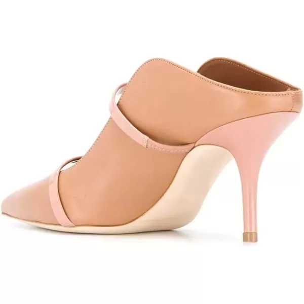 imageFSJ Women Fashion Pointy Toe Mules Sandals High Heels Pumps Double Straps Slide Sandals Casual Summer Party Shoes Size 415 M USApricot 8 Cm
