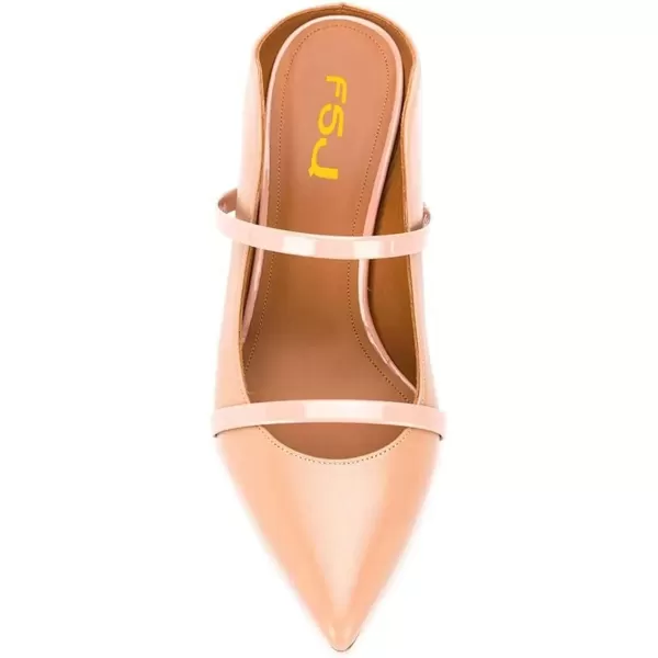 imageFSJ Women Fashion Pointy Toe Mules Sandals High Heels Pumps Double Straps Slide Sandals Casual Summer Party Shoes Size 415 M USApricot 8 Cm
