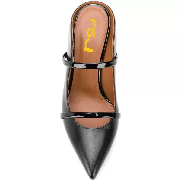 imageFSJ Women Fashion Pointy Toe Mules Sandals High Heels Pumps Double Straps Slide Sandals Casual Summer Party Shoes Size 415 M USBlack 8 Cm