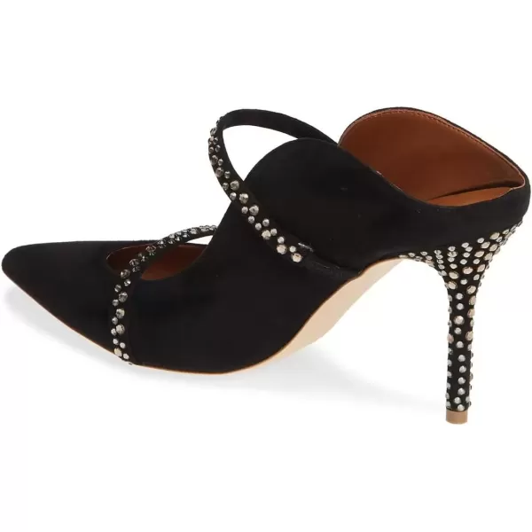 imageFSJ Women Fashion Pointy Toe Mules Sandals High Heels Pumps Double Straps Slide Sandals Casual Summer Party Shoes Size 415 M USBlack Rhinestone10 Cm