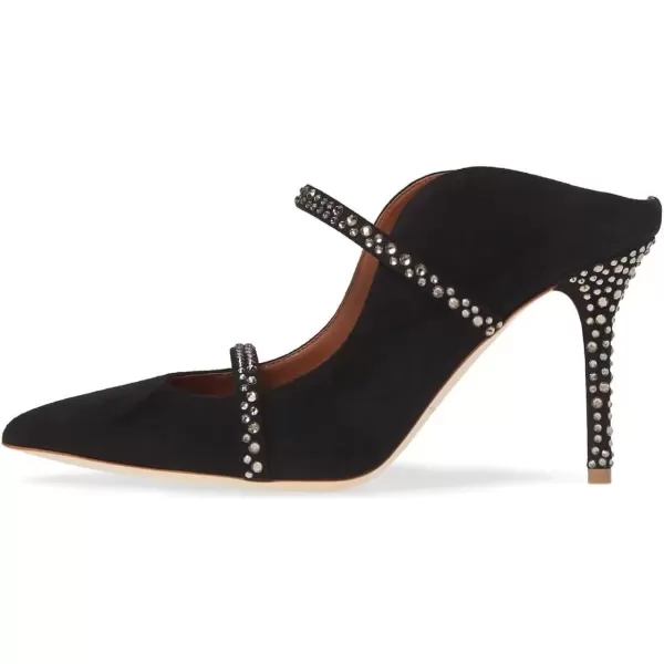 imageFSJ Women Fashion Pointy Toe Mules Sandals High Heels Pumps Double Straps Slide Sandals Casual Summer Party Shoes Size 415 M USBlack Rhinestone10 Cm