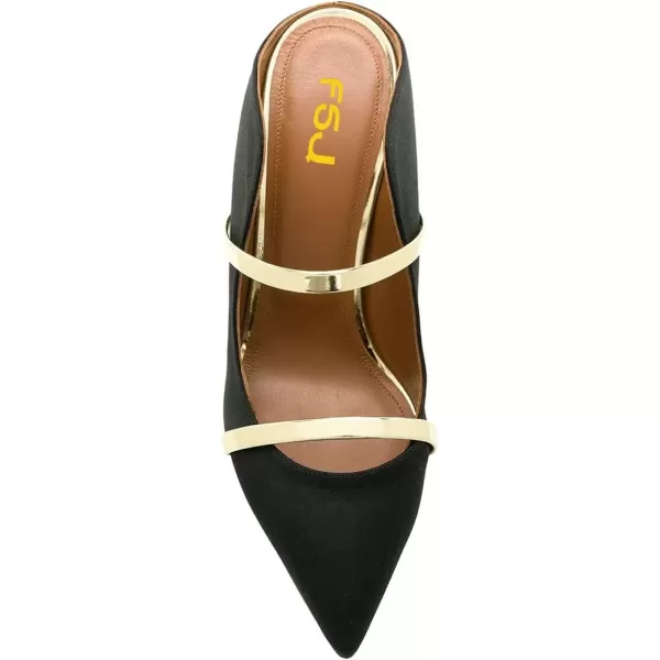 imageFSJ Women Fashion Pointy Toe Mules Sandals High Heels Pumps Double Straps Slide Sandals Casual Summer Party Shoes Size 415 M USBlack Suede12 Cm