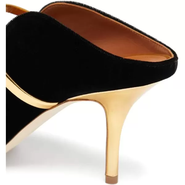 imageFSJ Women Fashion Pointy Toe Mules Sandals High Heels Pumps Double Straps Slide Sandals Casual Summer Party Shoes Size 415 M USBlack Velvet8 Cm