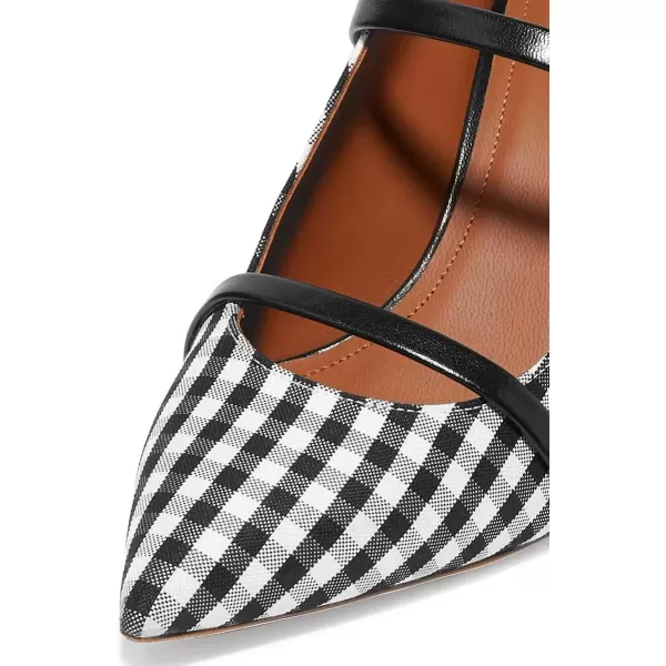 imageFSJ Women Fashion Pointy Toe Mules Sandals High Heels Pumps Double Straps Slide Sandals Casual Summer Party Shoes Size 415 M USBlack White8cm
