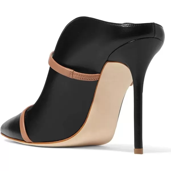 imageFSJ Women Fashion Pointy Toe Mules Sandals High Heels Pumps Double Straps Slide Sandals Casual Summer Party Shoes Size 415 M USBlack12 Cm