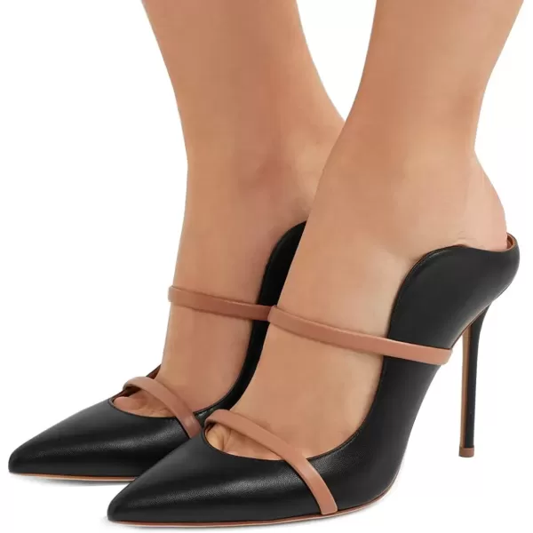 imageFSJ Women Fashion Pointy Toe Mules Sandals High Heels Pumps Double Straps Slide Sandals Casual Summer Party Shoes Size 415 M USBlack12 Cm
