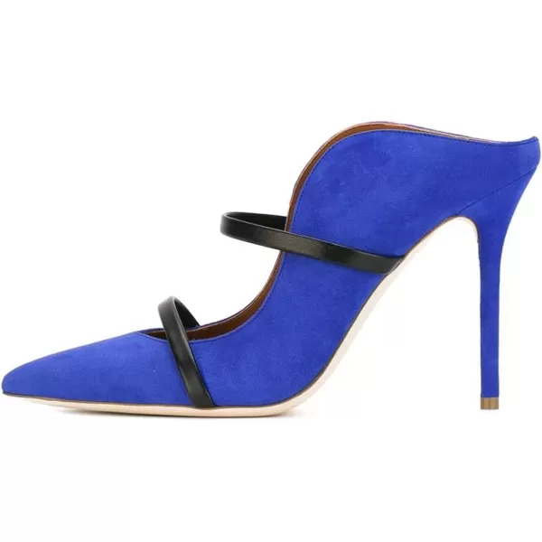 imageFSJ Women Fashion Pointy Toe Mules Sandals High Heels Pumps Double Straps Slide Sandals Casual Summer Party Shoes Size 415 M USBlue Suede12 Cm