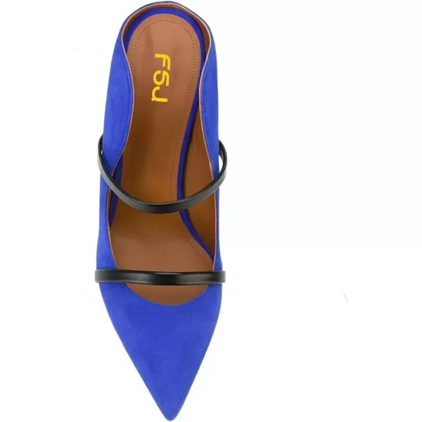 imageFSJ Women Fashion Pointy Toe Mules Sandals High Heels Pumps Double Straps Slide Sandals Casual Summer Party Shoes Size 415 M USBlue Suede12 Cm