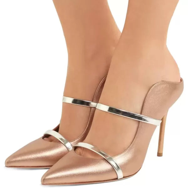 imageFSJ Women Fashion Pointy Toe Mules Sandals High Heels Pumps Double Straps Slide Sandals Casual Summer Party Shoes Size 415 M USChampagne12 Cm