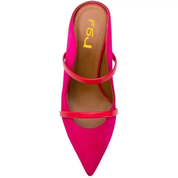 imageFSJ Women Fashion Pointy Toe Mules Sandals High Heels Pumps Double Straps Slide Sandals Casual Summer Party Shoes Size 415 M USFuchsia 8 Cm