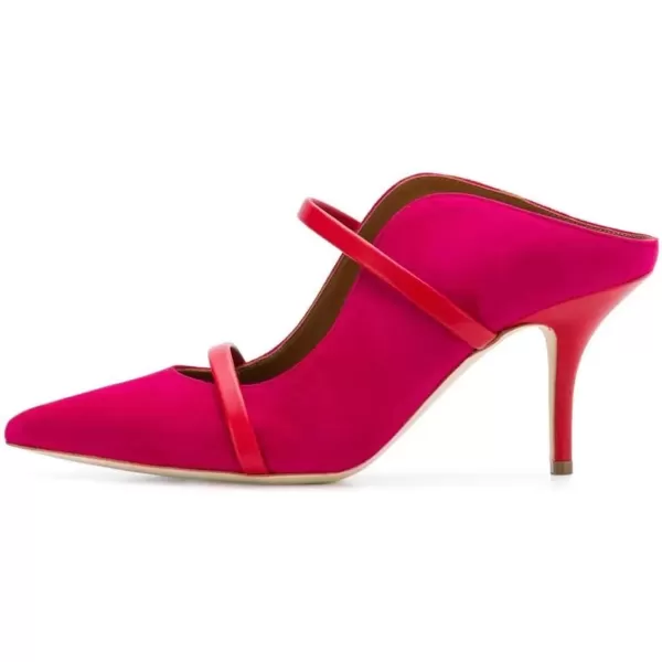 imageFSJ Women Fashion Pointy Toe Mules Sandals High Heels Pumps Double Straps Slide Sandals Casual Summer Party Shoes Size 415 M USFuchsia 8 Cm