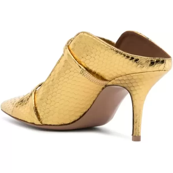 imageFSJ Women Fashion Pointy Toe Mules Sandals High Heels Pumps Double Straps Slide Sandals Casual Summer Party Shoes Size 415 M USGold