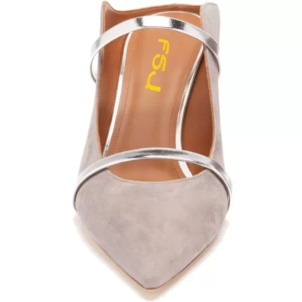 imageFSJ Women Fashion Pointy Toe Mules Sandals High Heels Pumps Double Straps Slide Sandals Casual Summer Party Shoes Size 415 M USGray8 Cm
