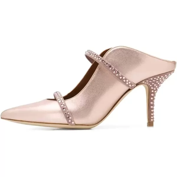 imageFSJ Women Fashion Pointy Toe Mules Sandals High Heels Pumps Double Straps Slide Sandals Casual Summer Party Shoes Size 415 M USLight Pink 8 Cm