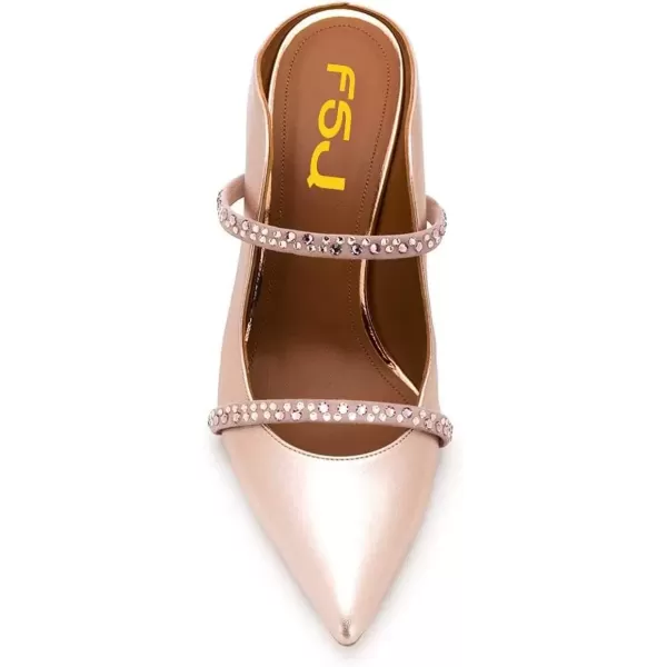 imageFSJ Women Fashion Pointy Toe Mules Sandals High Heels Pumps Double Straps Slide Sandals Casual Summer Party Shoes Size 415 M USLight Pink 8 Cm