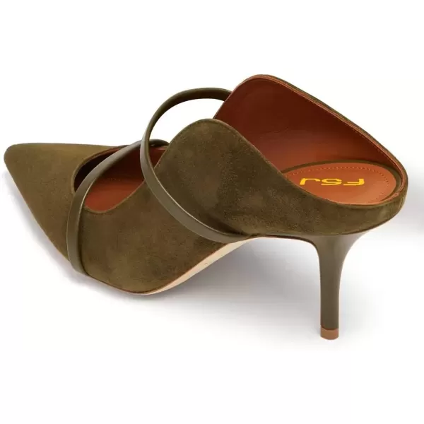 imageFSJ Women Fashion Pointy Toe Mules Sandals High Heels Pumps Double Straps Slide Sandals Casual Summer Party Shoes Size 415 M USOlive8 Cm