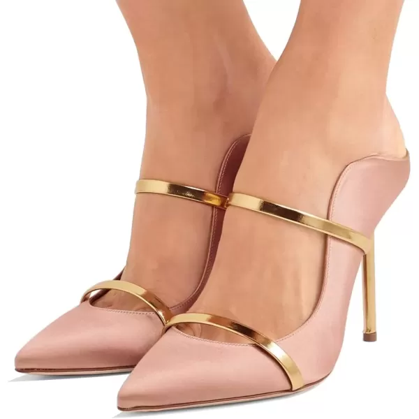 imageFSJ Women Fashion Pointy Toe Mules Sandals High Heels Pumps Double Straps Slide Sandals Casual Summer Party Shoes Size 415 M USPink12 Cm