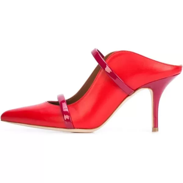 imageFSJ Women Fashion Pointy Toe Mules Sandals High Heels Pumps Double Straps Slide Sandals Casual Summer Party Shoes Size 415 M USRed 8 Cm