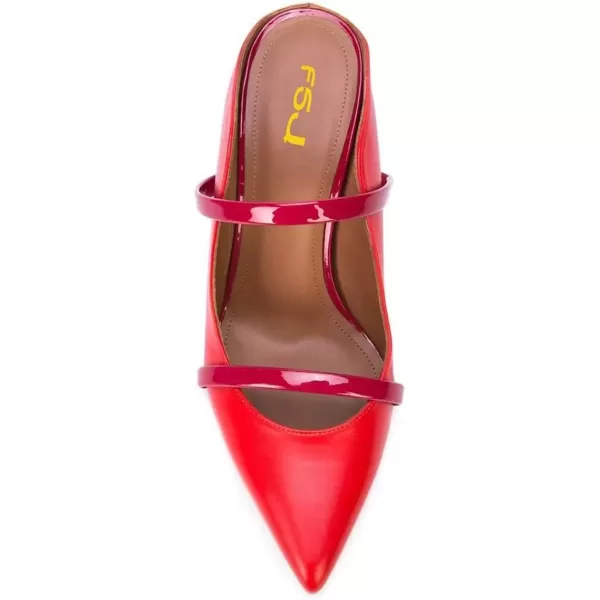 imageFSJ Women Fashion Pointy Toe Mules Sandals High Heels Pumps Double Straps Slide Sandals Casual Summer Party Shoes Size 415 M USRed 8 Cm