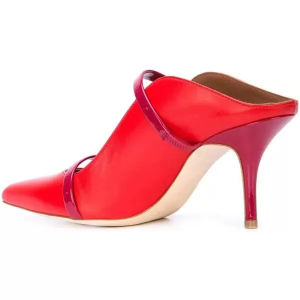 imageFSJ Women Fashion Pointy Toe Mules Sandals High Heels Pumps Double Straps Slide Sandals Casual Summer Party Shoes Size 415 M USRed 8 Cm