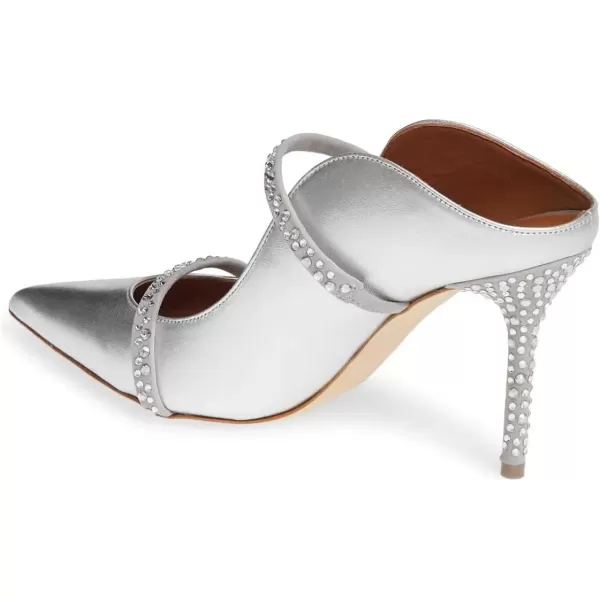 imageFSJ Women Fashion Pointy Toe Mules Sandals High Heels Pumps Double Straps Slide Sandals Casual Summer Party Shoes Size 415 M USSilver Rhinestone10 Cm