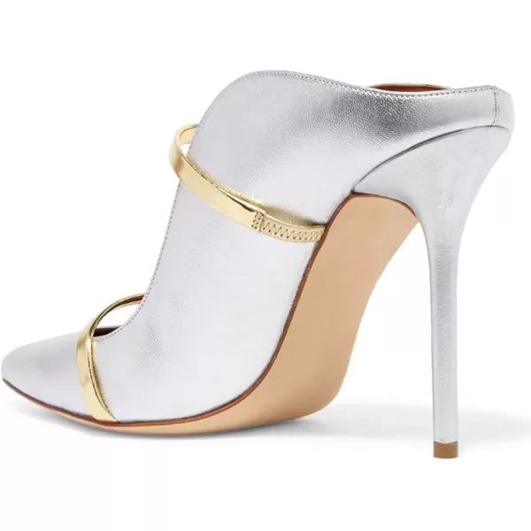 imageFSJ Women Fashion Pointy Toe Mules Sandals High Heels Pumps Double Straps Slide Sandals Casual Summer Party Shoes Size 415 M USSilver12 Cm