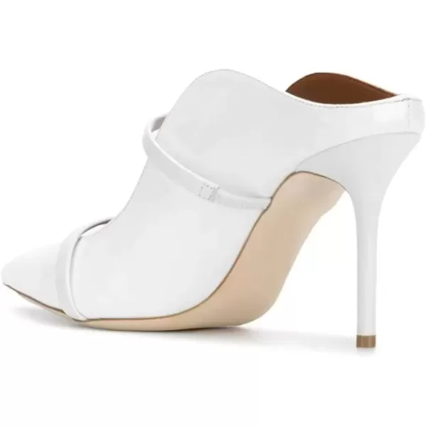 imageFSJ Women Fashion Pointy Toe Mules Sandals High Heels Pumps Double Straps Slide Sandals Casual Summer Party Shoes Size 415 M USWhite 10 Cm