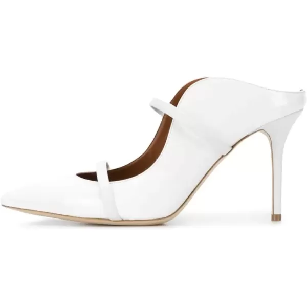 imageFSJ Women Fashion Pointy Toe Mules Sandals High Heels Pumps Double Straps Slide Sandals Casual Summer Party Shoes Size 415 M USWhite 10 Cm