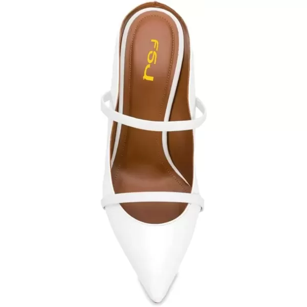 imageFSJ Women Fashion Pointy Toe Mules Sandals High Heels Pumps Double Straps Slide Sandals Casual Summer Party Shoes Size 415 M USWhite 10 Cm