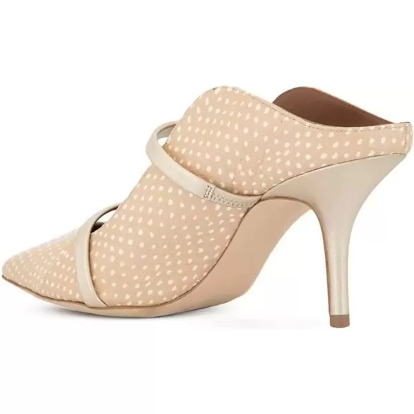 imageFSJ Women Fashion Pointy Toe Mules Sandals High Heels Pumps Double Straps Slide Sandals Casual Summer Party Shoes Size 415 M USWhite Dots 8 Cm