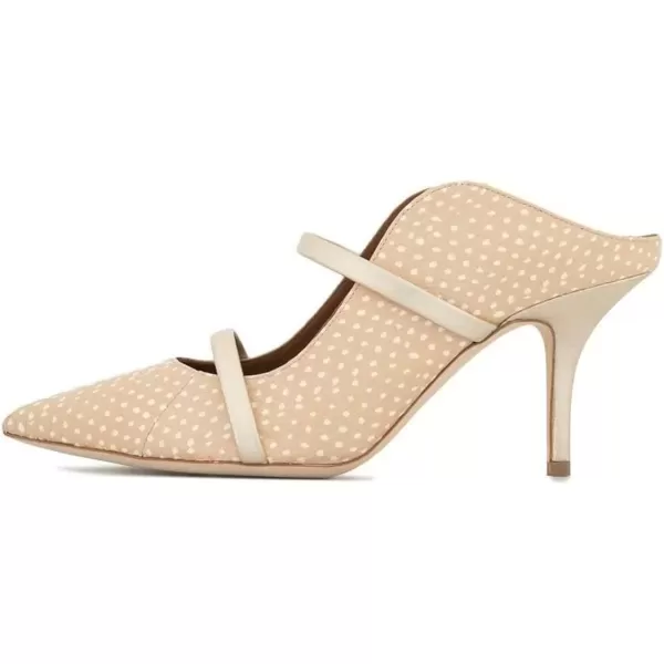 imageFSJ Women Fashion Pointy Toe Mules Sandals High Heels Pumps Double Straps Slide Sandals Casual Summer Party Shoes Size 415 M USWhite Dots 8 Cm