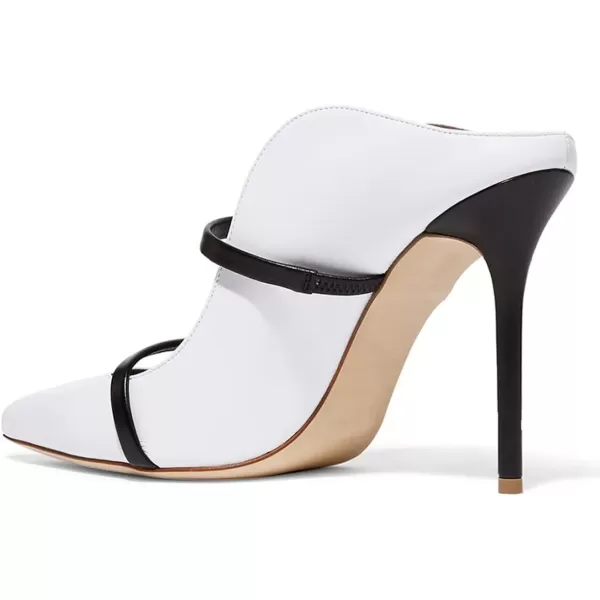 imageFSJ Women Fashion Pointy Toe Mules Sandals High Heels Pumps Double Straps Slide Sandals Casual Summer Party Shoes Size 415 M USWhite12 Cm