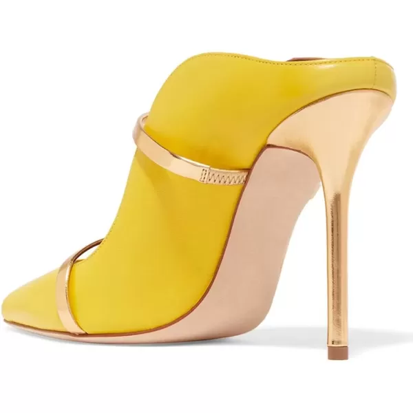 imageFSJ Women Fashion Pointy Toe Mules Sandals High Heels Pumps Double Straps Slide Sandals Casual Summer Party Shoes Size 415 M USYellow12 Cm