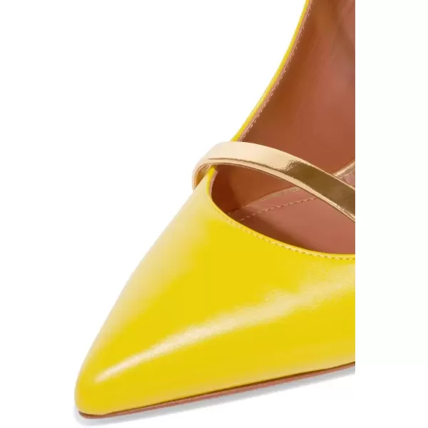 imageFSJ Women Fashion Pointy Toe Mules Sandals High Heels Pumps Double Straps Slide Sandals Casual Summer Party Shoes Size 415 M USYellow12 Cm